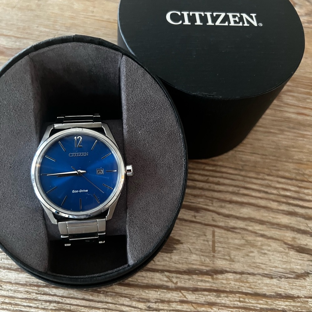 Citizen Blue and Silver Watch with Minimalist Design